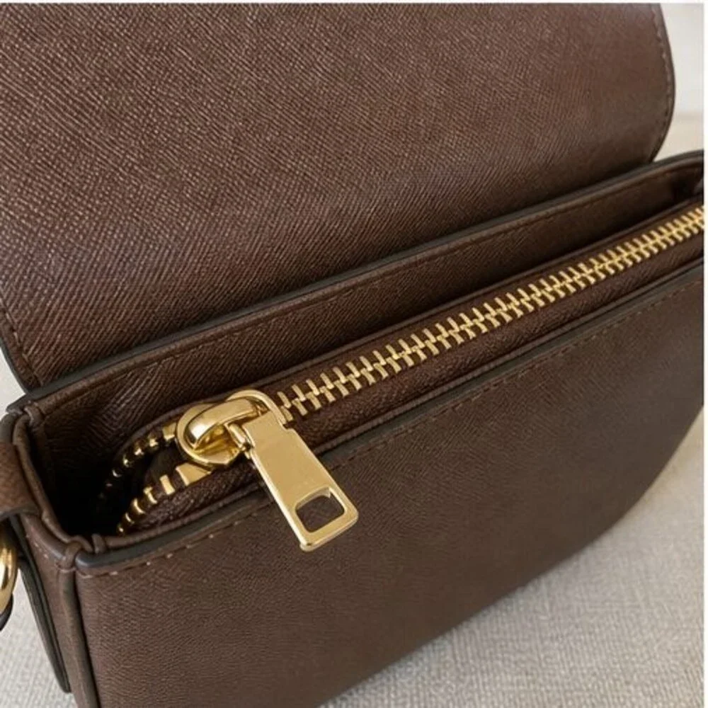 Camel Saffiano Crossbody Bag
